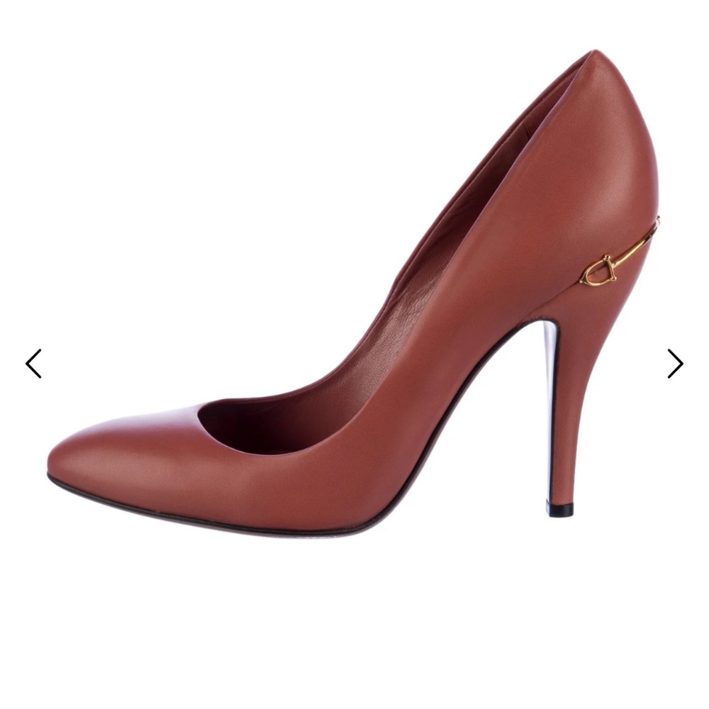 NIB Gucci Horsebit Gold Accent Leather Pumps Heels Women's Size: 39.5 Neutral - Picture 5 of 13